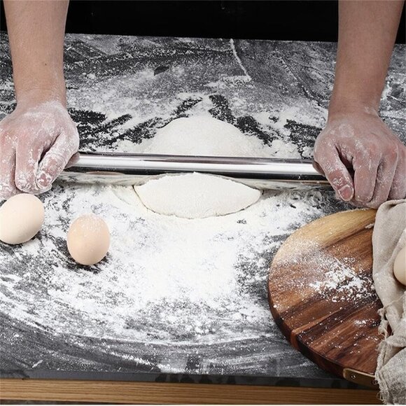Smooth Stainless Steel Rolling Pin for Baking Fondant, Pizza, Pie, Pastr… - Picture 3 of 8